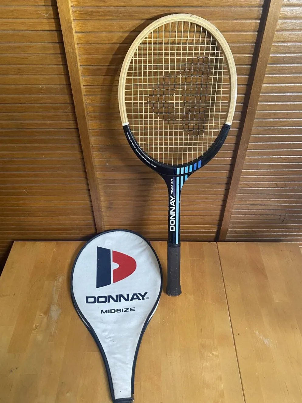 Raquette tennis ancienne donnay team gt bois + housse donnay vintage #