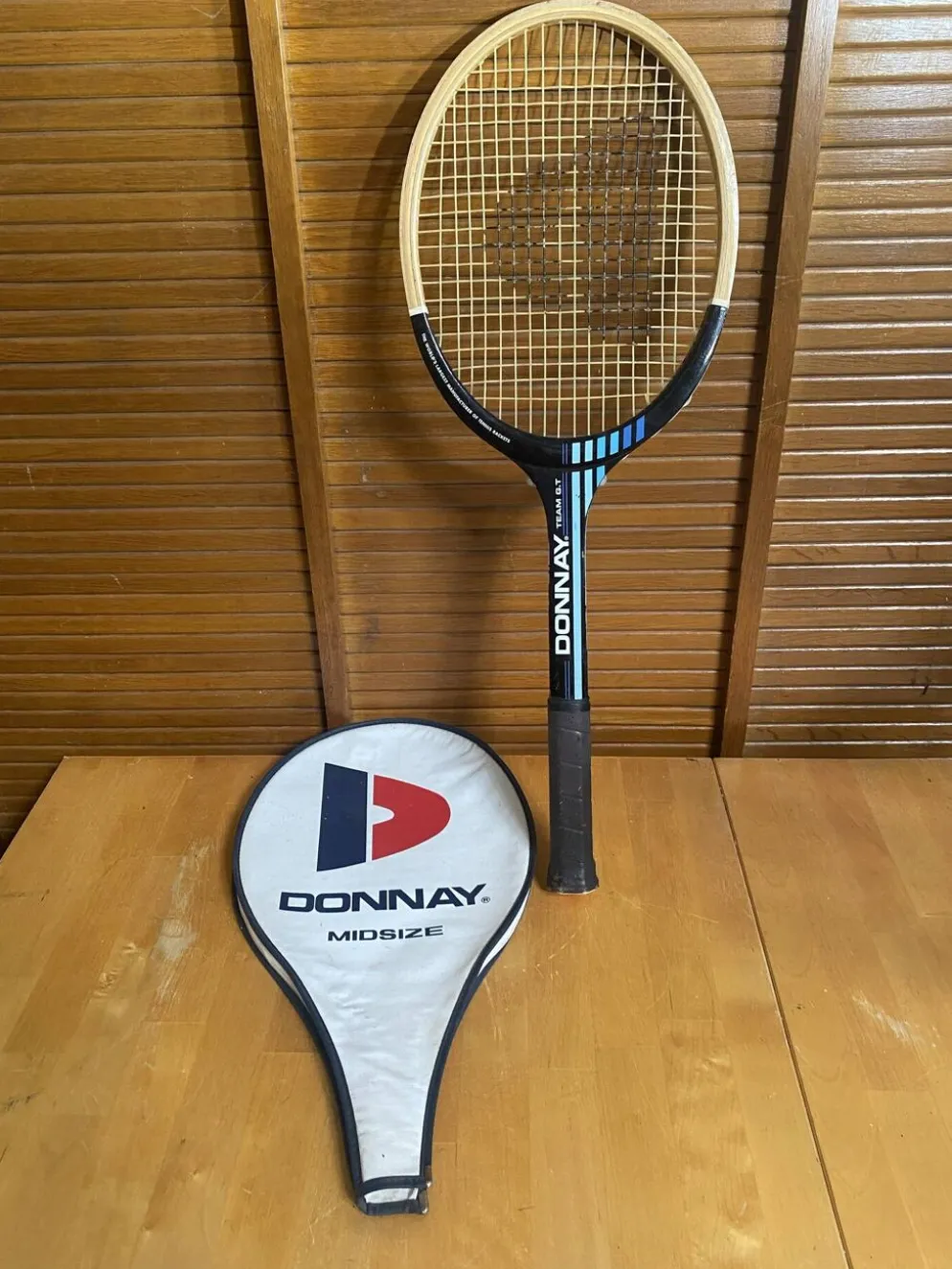 Raquette tennis ancienne donnay team gt bois + housse donnay vintage #