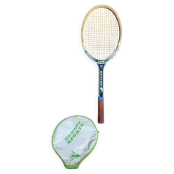 Raquette tennis ancienne dunlop saphir bois + housse sport vintage #e2