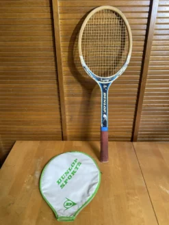 Raquette tennis ancienne dunlop saphir bois + housse sport vintage #e2