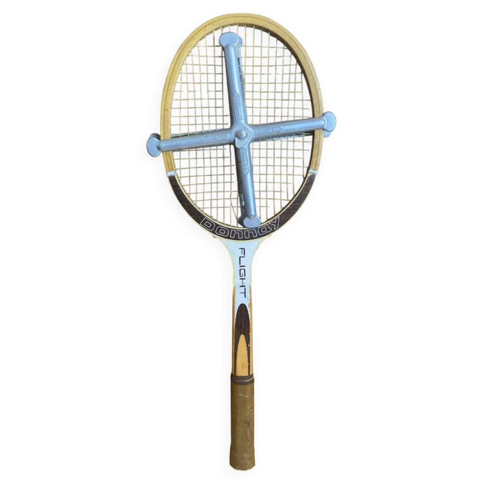 Raquette tennis ancienne dunlop flight bois + protection zéphyr vintag
