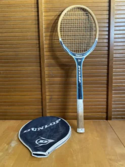 Raquette tennis ancienne dunlop saphir bois + housse dunlop vintage #e