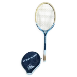 Raquette tennis ancienne dunlop saphir bois + housse dunlop vintage #e
