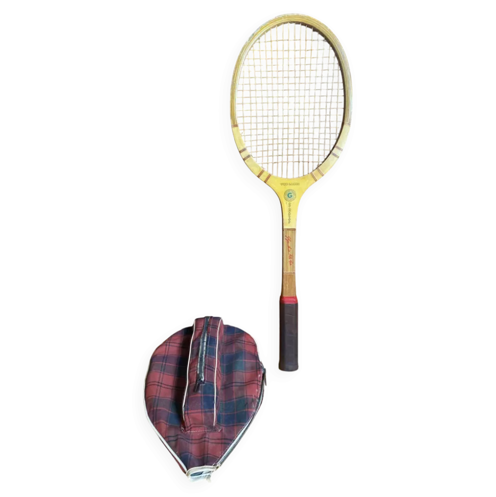 Raquette tennis ancienne gauthier & fils andré dupont bois + housse #e