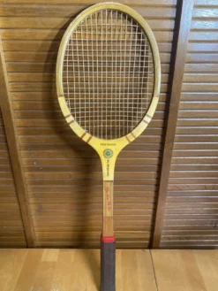 Raquette tennis ancienne gauthier & fils andré dupont bois + housse #e