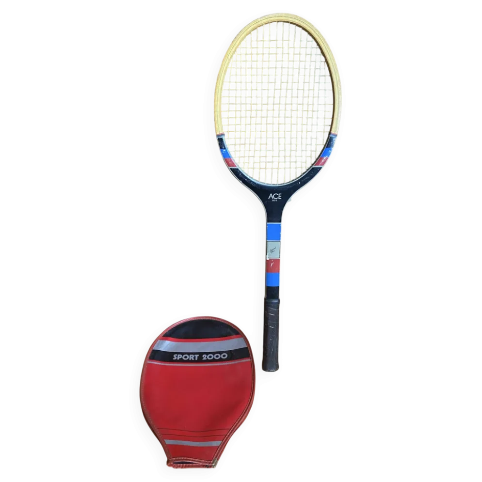 Raquette Tennis Ancienne SPORT 200 Ace Big’s Bois + Housse Rouge Vinta