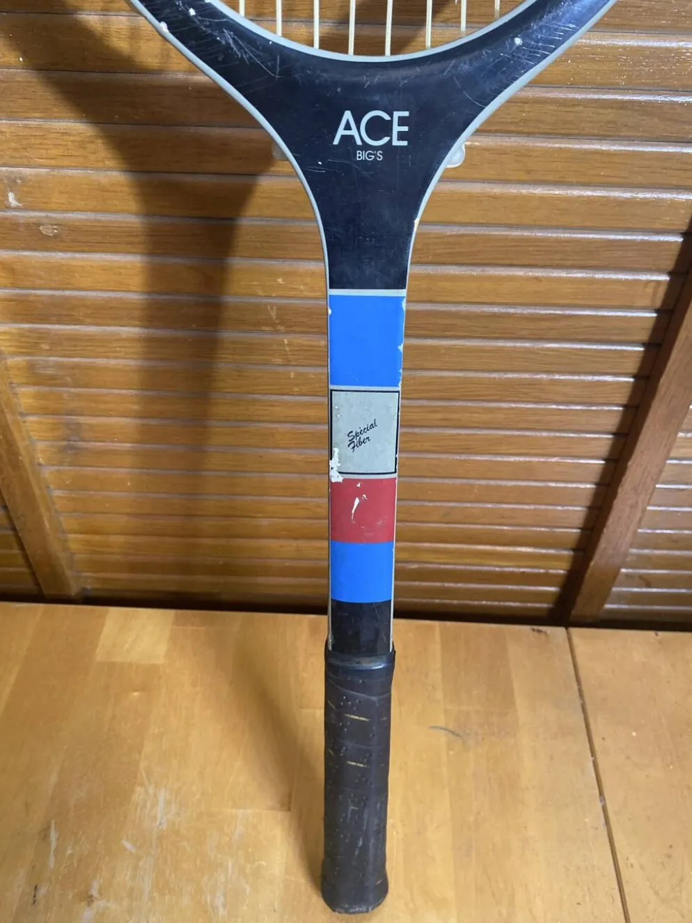 Raquette Tennis Ancienne SPORT 200 Ace Big’s Bois + Housse Rouge Vinta
