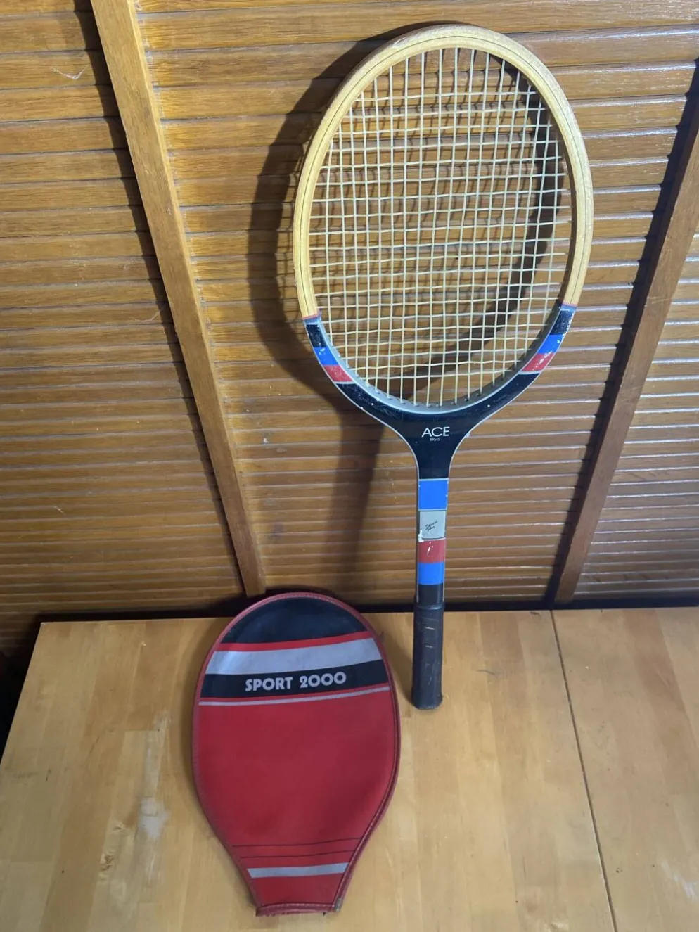 Raquette Tennis Ancienne SPORT 200 Ace Big’s Bois + Housse Rouge Vinta
