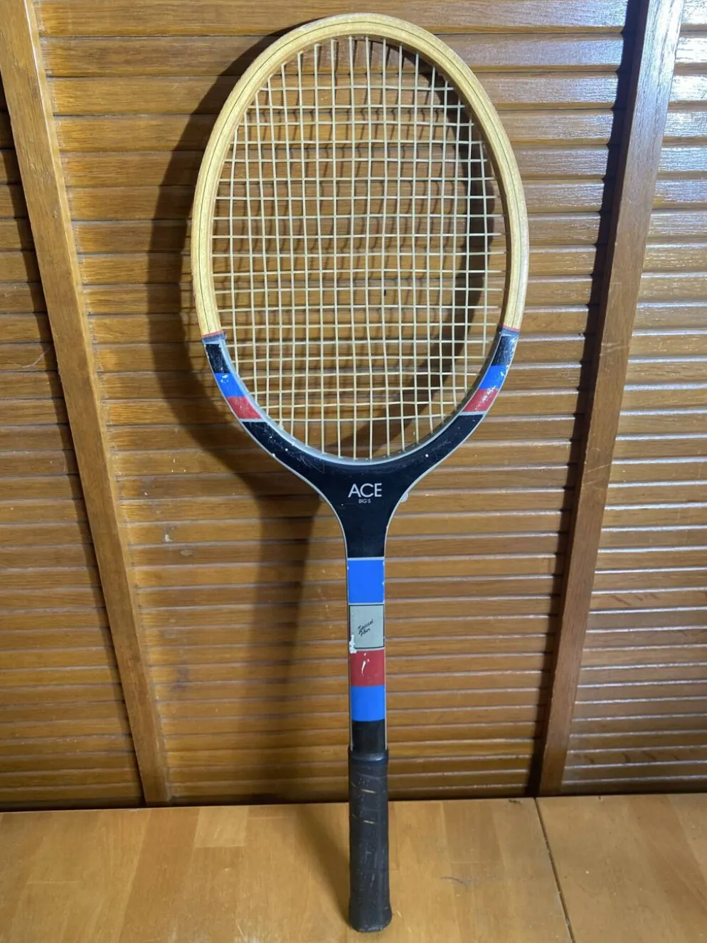 Raquette Tennis Ancienne SPORT 200 Ace Big’s Bois + Housse Rouge Vinta