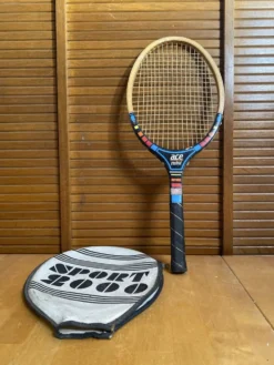 Raquette tennis ancienne sport 2000 ace mini bois + housse sport vinta