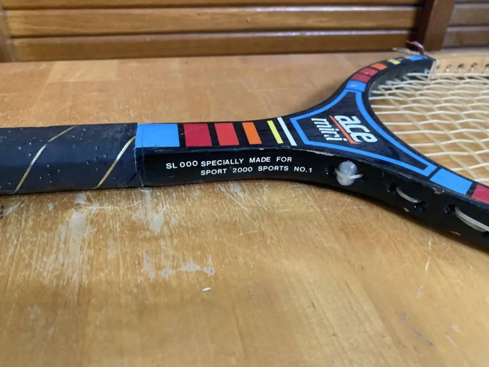 Raquette tennis ancienne sport 2000 ace mini bois + housse sport vinta