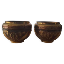 Rare paire de grands cache-pots Art Nouveau signés L&N (Lefèvre & Noirot)