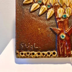 Rare plaque murale en grès de Stig Lindberg pour Gustavsberg, suédois moderne