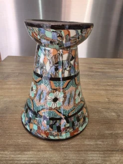 Rare vase diabolo Jean Gerbino Vallauris 15 cm Terres mêlées mosaïque