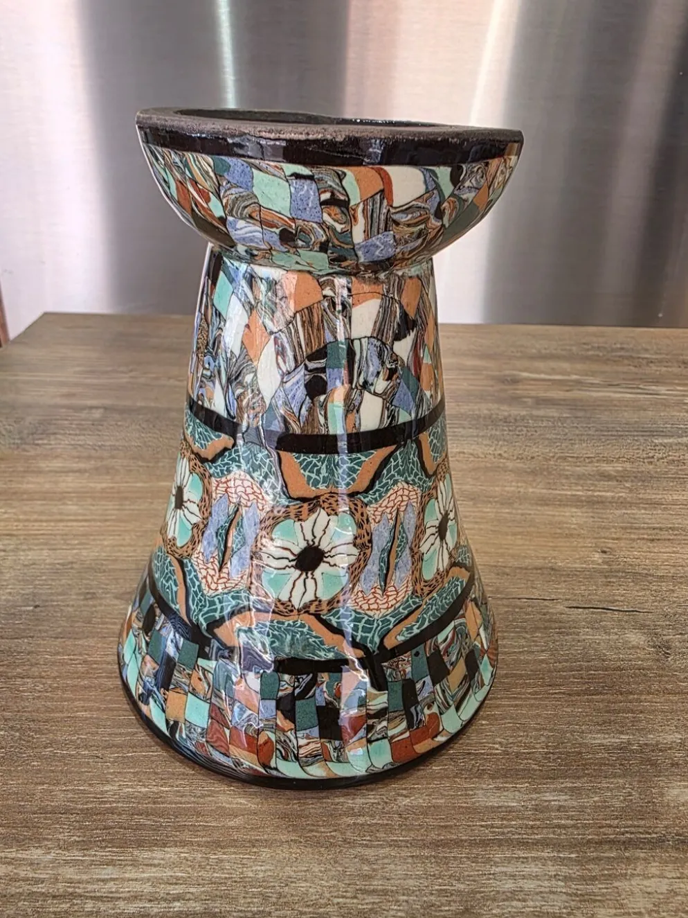 Rare vase diabolo Jean Gerbino Vallauris 15 cm Terres mêlées mosaïque
