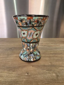 Rare vase diabolo Jean Gerbino Vallauris 15 cm Terres mêlées mosaïque