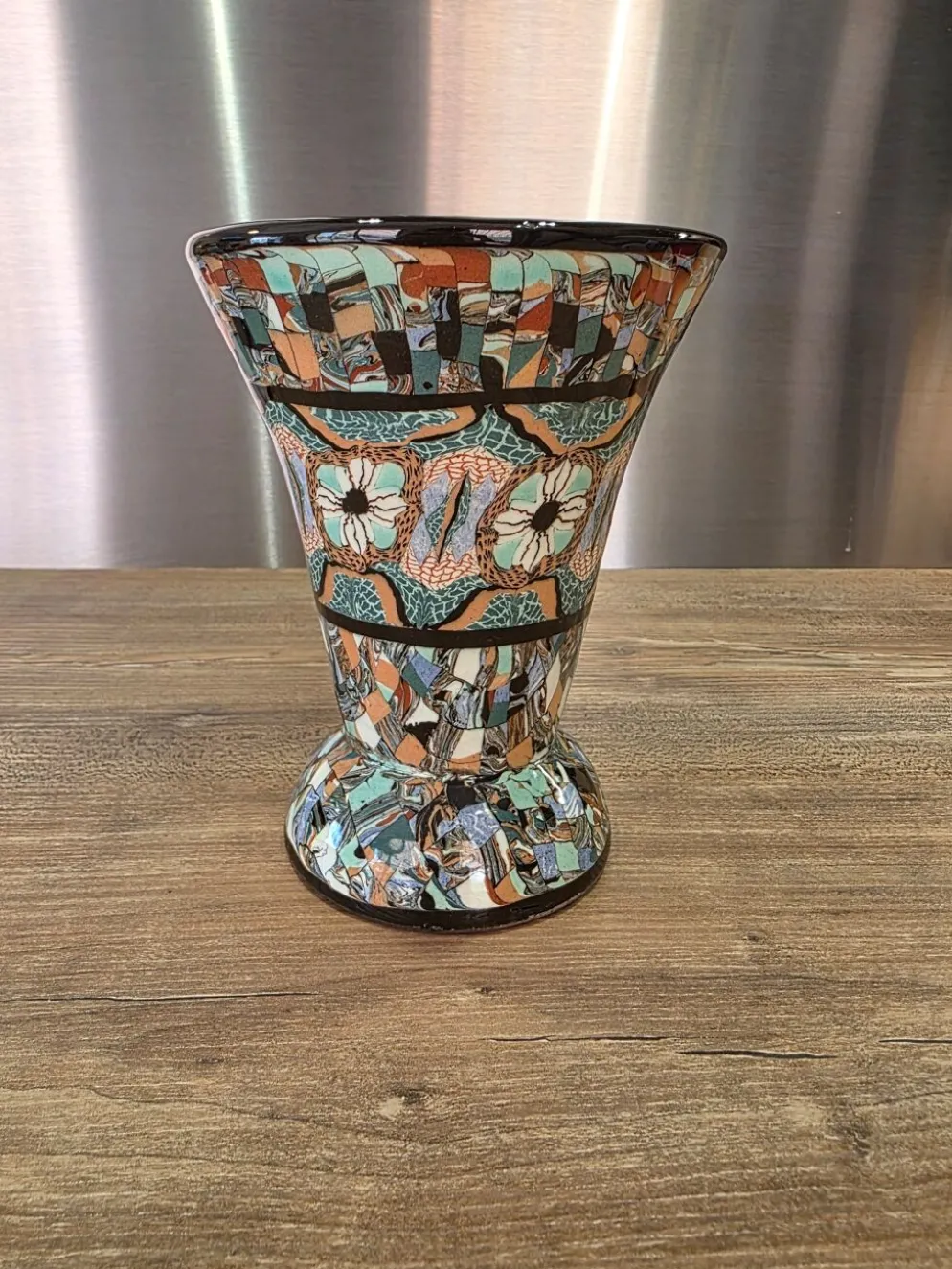 Rare vase diabolo Jean Gerbino Vallauris 15 cm Terres mêlées mosaïque