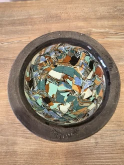 Rare vase diabolo Jean Gerbino Vallauris 15 cm Terres mêlées mosaïque