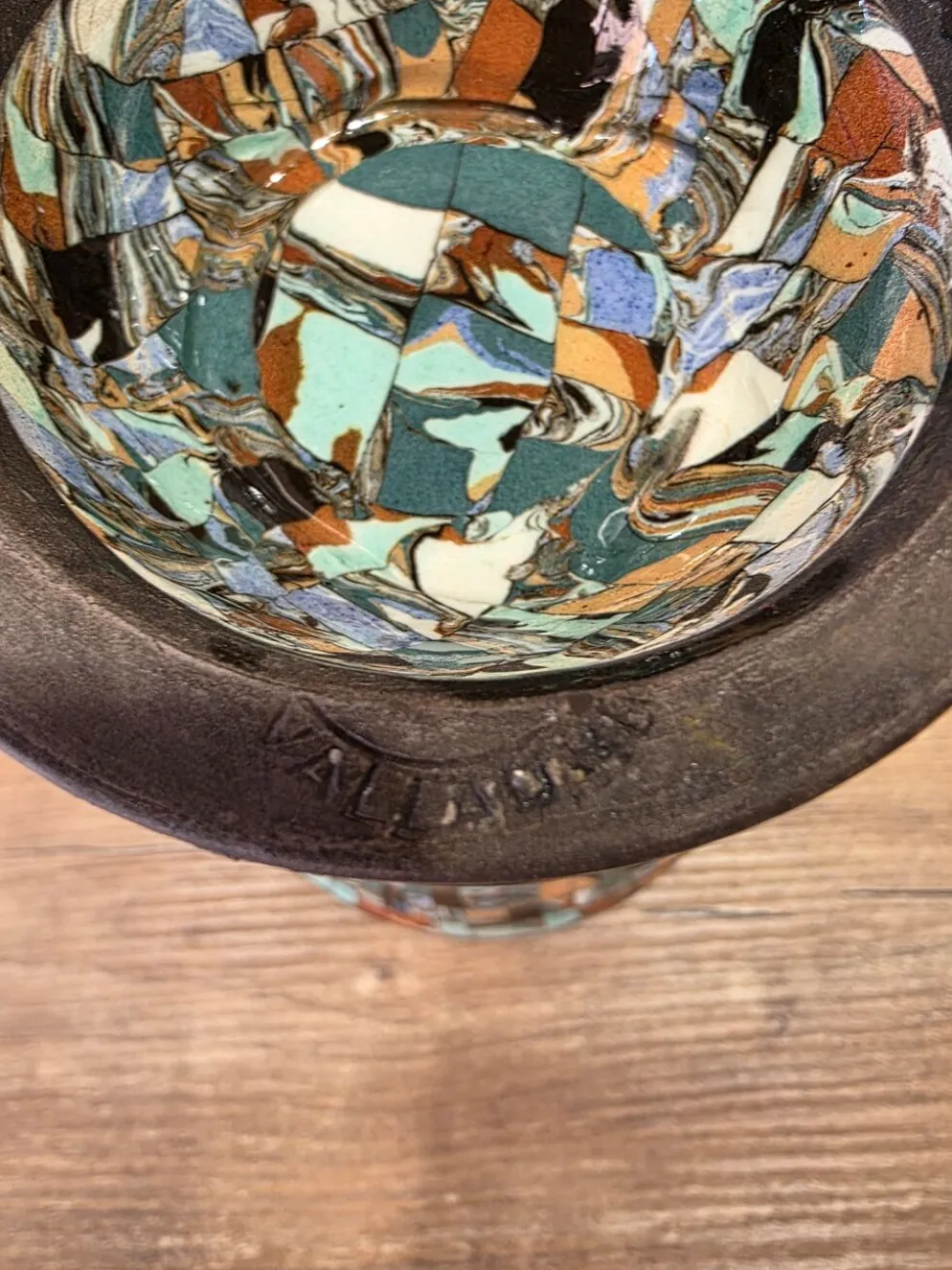 Rare vase diabolo Jean Gerbino Vallauris 15 cm Terres mêlées mosaïque