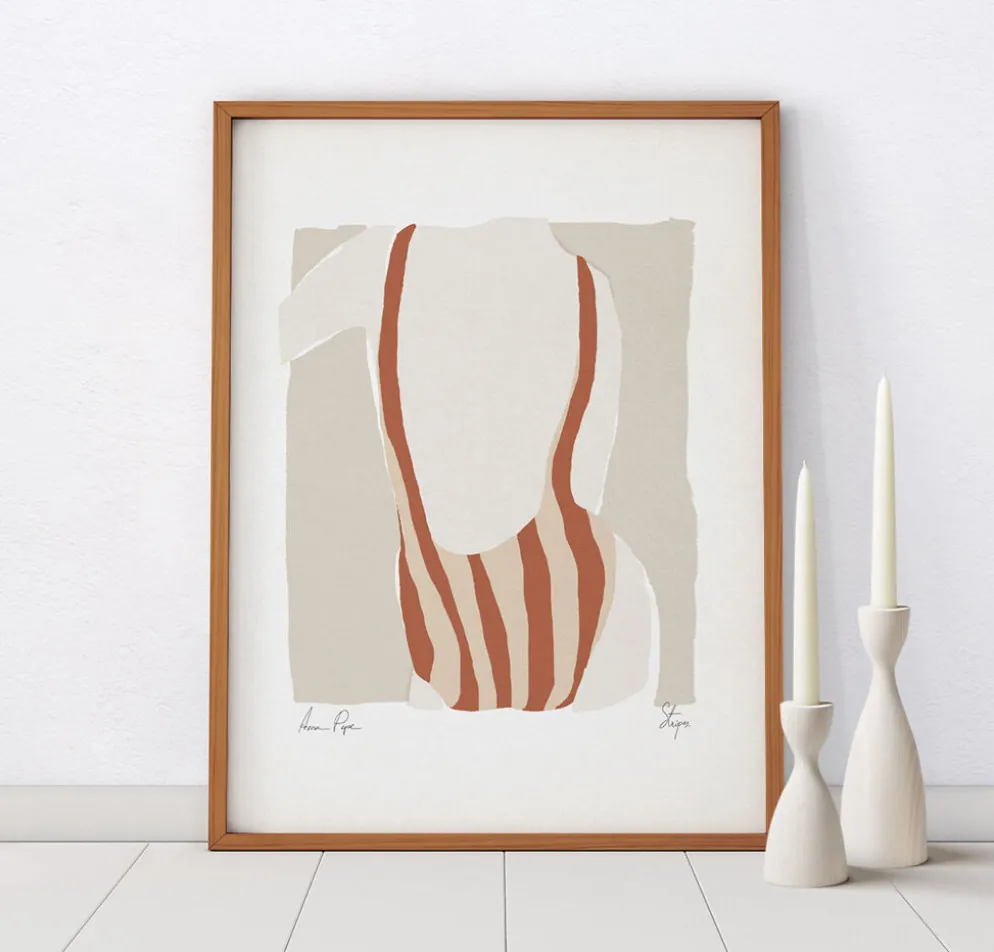 Reproduction d'art giclée encadrée d'une figure féminine, 50 x 70 cm
