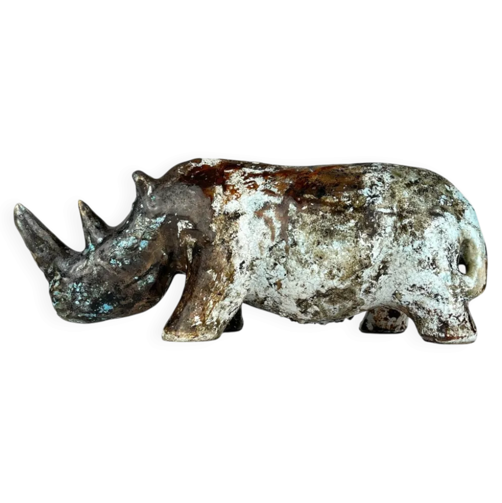 Rhinocéros en céramique, Italie, années 1970