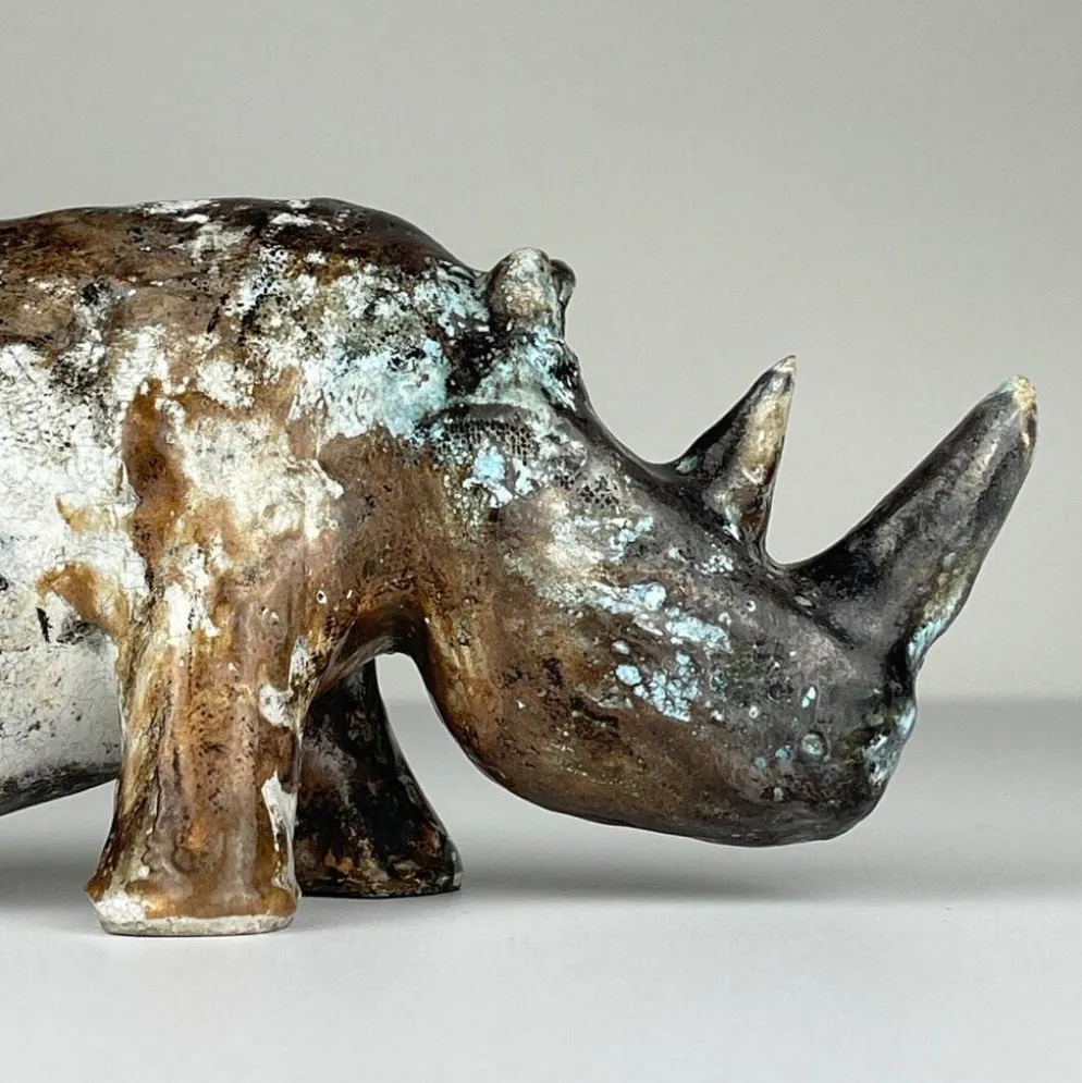 Rhinocéros en céramique, Italie, années 1970