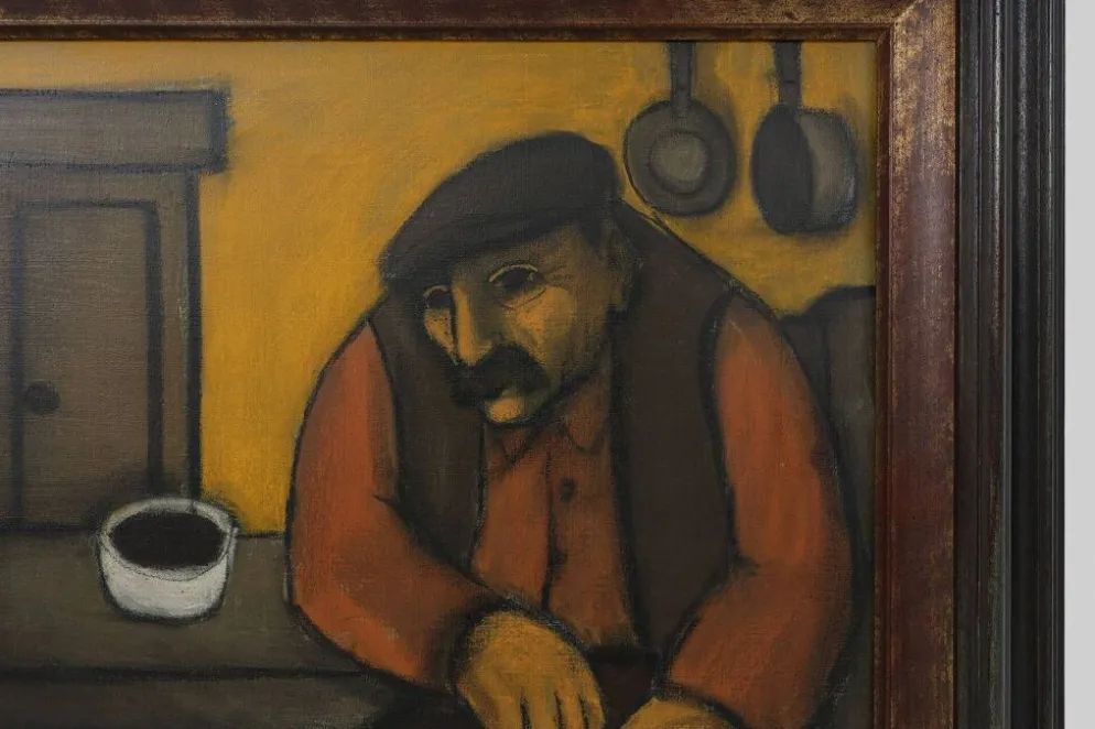 Robert Deman, Homme Solitaire, années 1940, huile sur toile, encadré