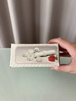 Ronds de serviette en marbre blanc vintage – Ensemble de 6 – Boîte d'origine