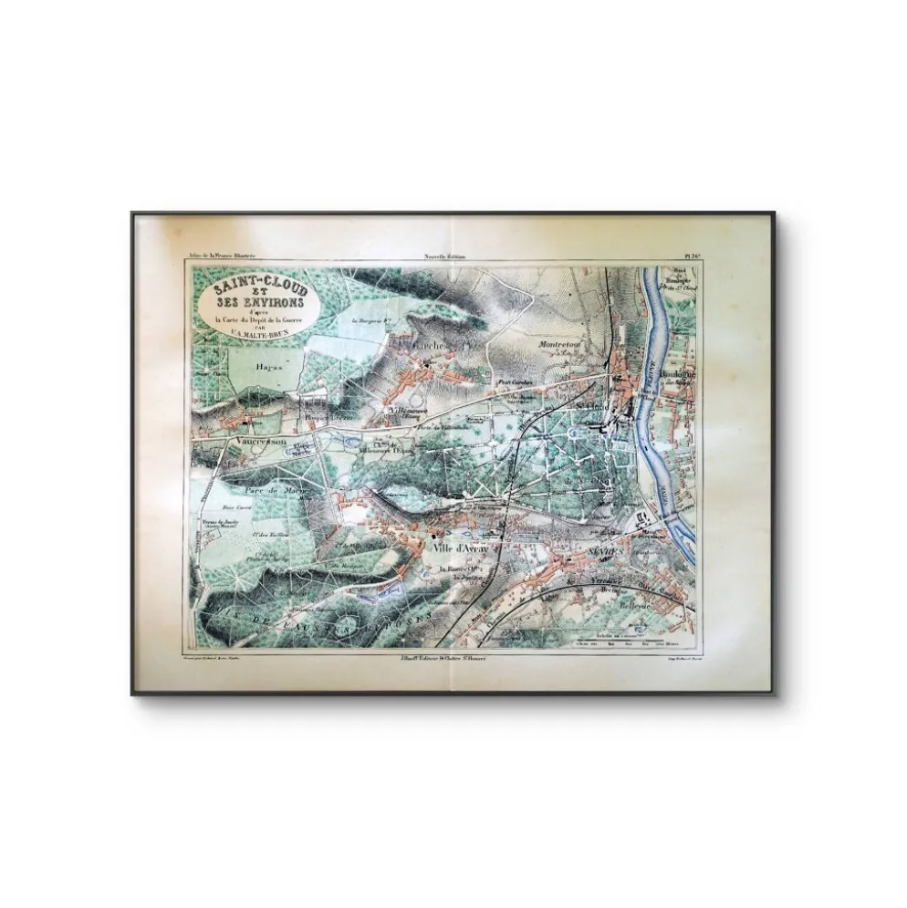 Saint-Cloud et ses environs, carte ancienne imprimée en 1883.