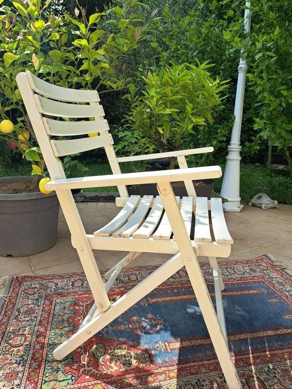 Salon de jardin bois blanc vintage
