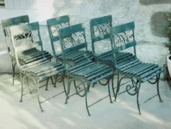 Salon de jardin 6 chaises dit de Vichy ? Art nouveau 1880 ?