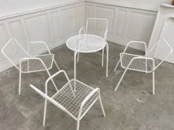 Salon de jardin emu 1970 en métal laqué blanc