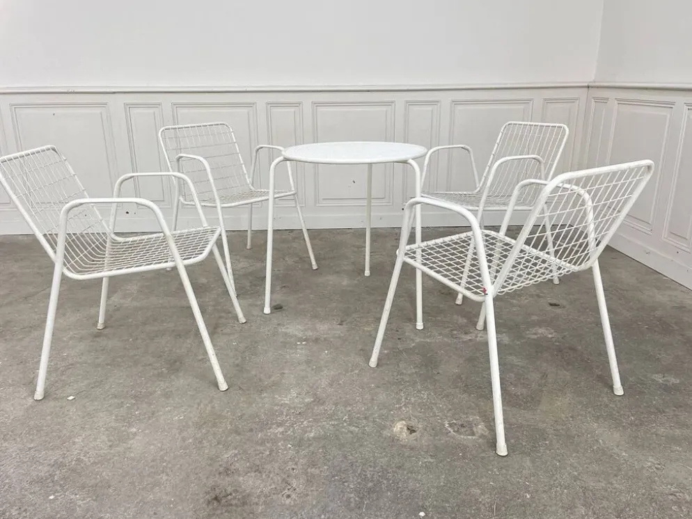 Salon de jardin emu 1970 en métal laqué blanc
