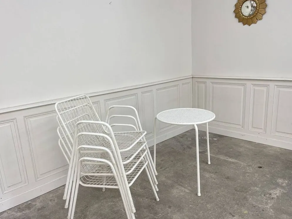 Salon de jardin emu 1970 en métal laqué blanc
