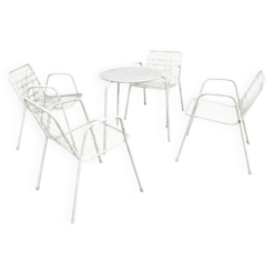 Salon de jardin emu 1970 en métal laqué blanc