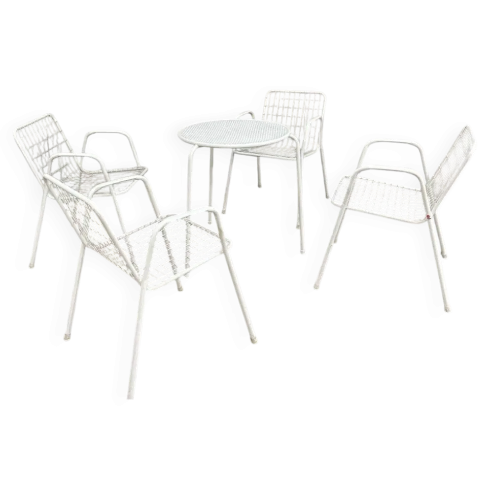 Salon de jardin emu 1970 en métal laqué blanc