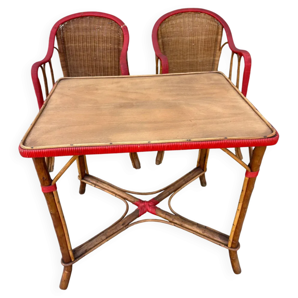 Salon de jardin en rotin vintage