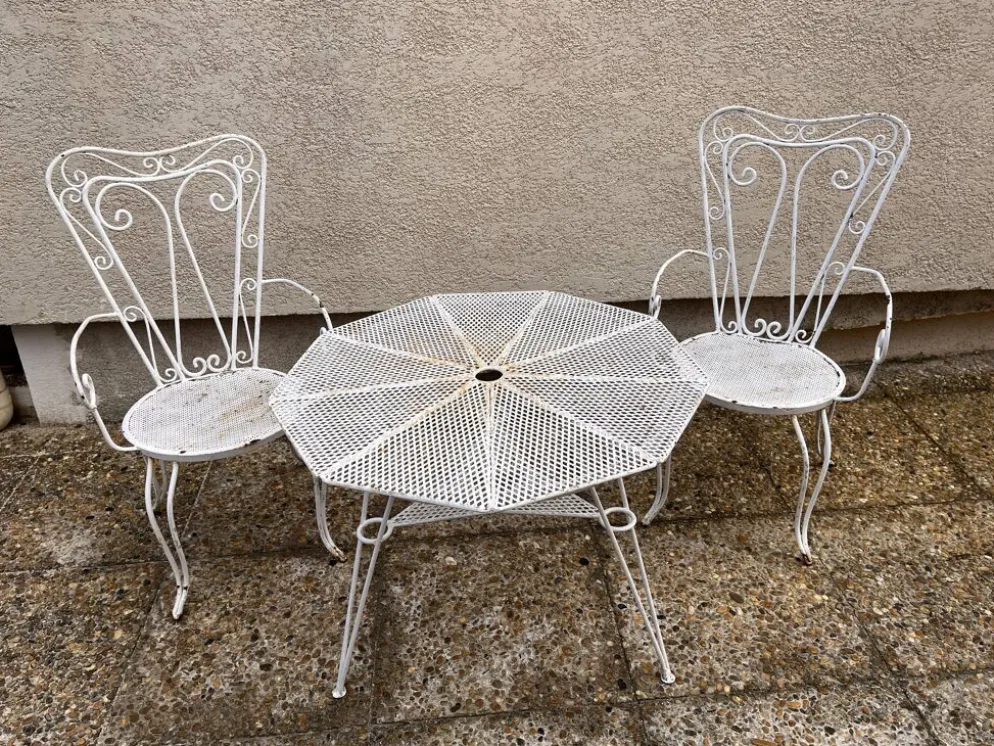 salon de jardin métal tête a tête vintage