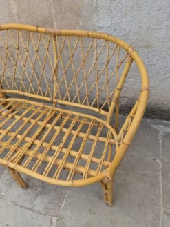 Salon de jardin Vintage en bambou et rotin - Années 60/70