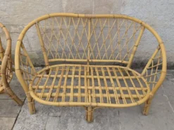 Salon de jardin Vintage en bambou et rotin - Années 60/70