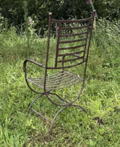 Salon en fer forgé et travertin de belle facture, travail des années 90