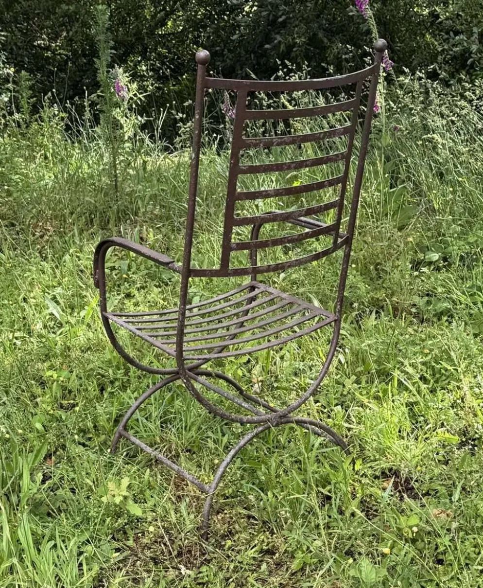 Salon en fer forgé et travertin de belle facture, travail des années 90
