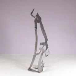 Sculpture abstraite en métal des années 1990 nommée : mensch mit mensch Guido Hafner allemand
