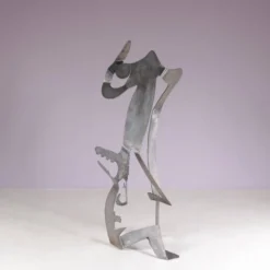Sculpture abstraite en métal des années 1990 nommée : mensch mit mensch Guido Hafner allemand