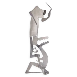 Sculpture abstraite en métal des années 1990 nommée : mensch mit mensch Guido Hafner allemand