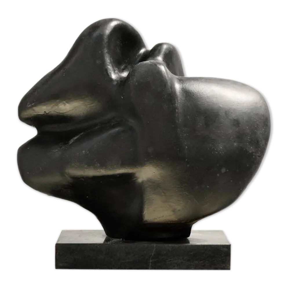 Sculpture abstraite en terre cuite noire, années 1960
