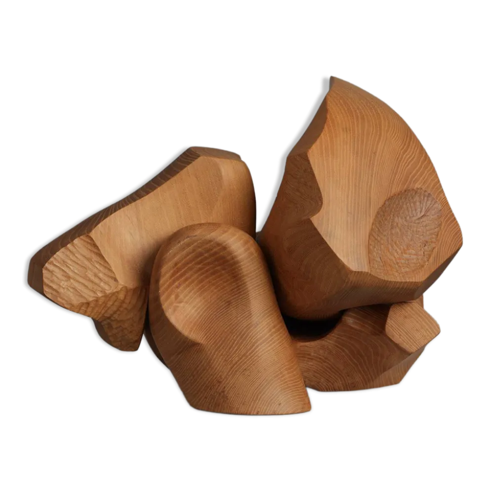 Sculpture abstraite organique en bois par Joop van Bergen, Pays-Bas, années 1980.