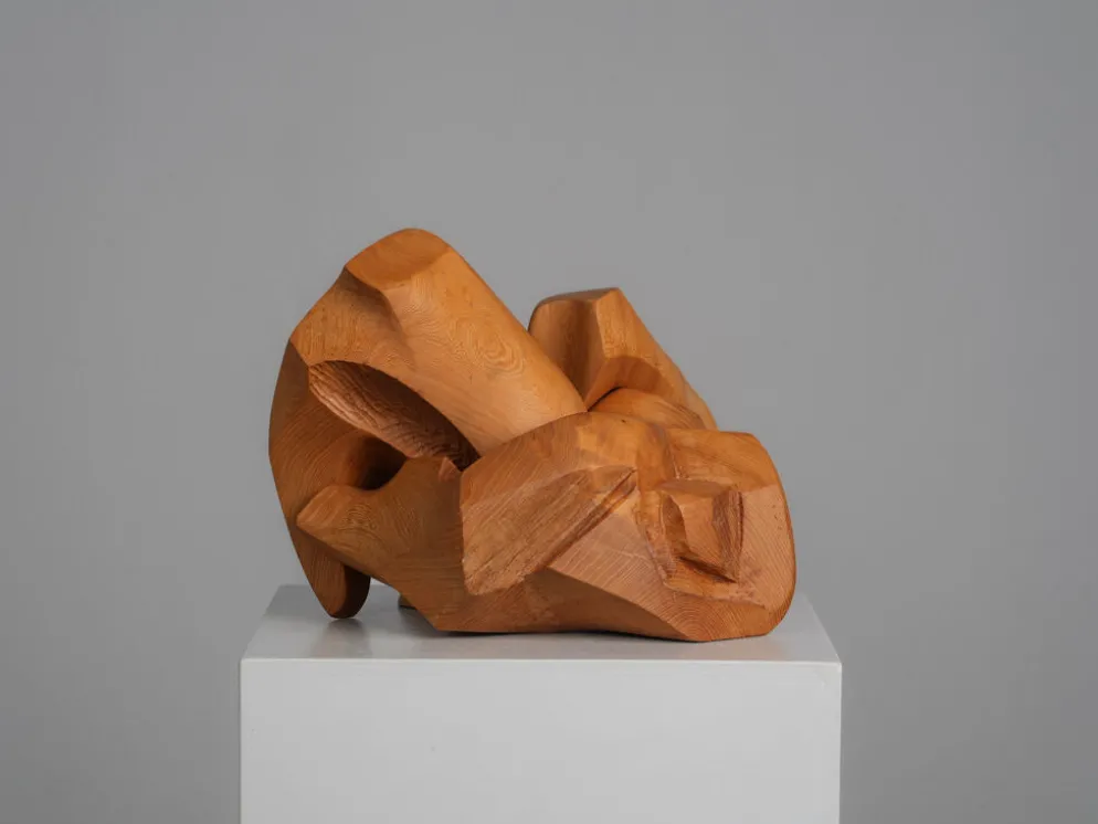 Sculpture abstraite organique en bois par Joop van Bergen, Pays-Bas, années 1980.