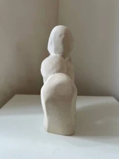 Sculpture abstraite plâtre couple enfant vintage