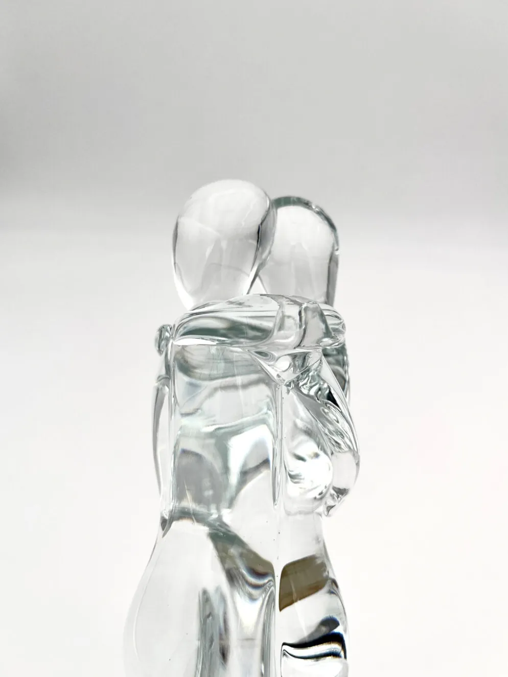 Sculpture Amoureux Verre Massif Murano 2000 Signée Mathis Zane